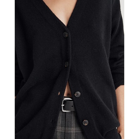 Madewell V-Neck Relaxed Wool Cardigan XXS NWT True Black - Picture 2 of 7